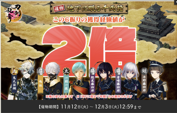 2025年4月】刀剣乱舞「大阪城/地下に眠る千両箱」攻略、自動行軍