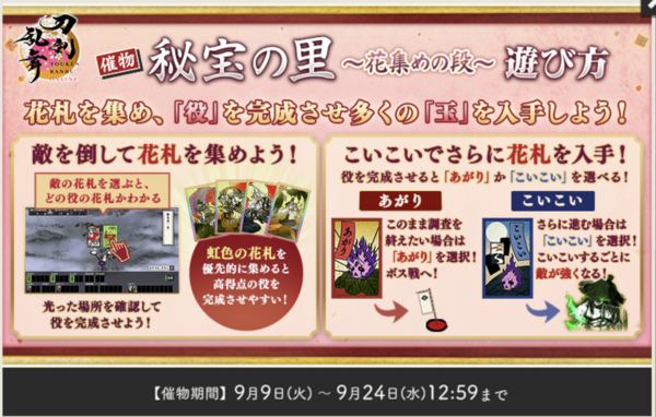 2025年9月】刀剣乱舞「秘宝の里〜花集めの段〜」玉ノルマと攻略・超難