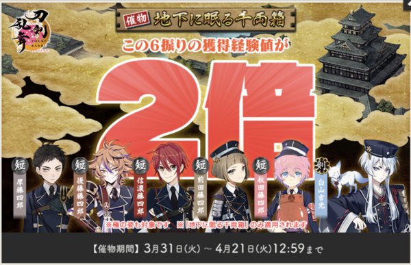 2026年4月】刀剣乱舞「大阪城/地下に眠る千両箱」攻略、99F、自動周回