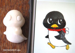 オーダー品 親子ペンギンとうさぎ ヘアゴム ゴーゴーペンギンさんのヘアゴムと黒いうさぎさん。 : SNOWDROP.n&kの
