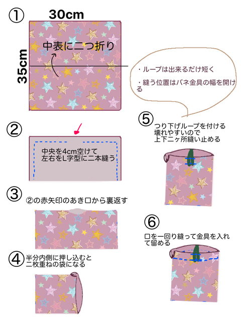 散歩用マナーポーチ3 四角の布を折って3回縫う 柴犬モコモコ日記