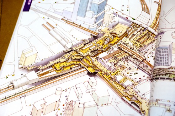 カジュアル地下 の記事書きました 首都東京 ターミナル駅断面透視図 住宅都市整理公団 別棟