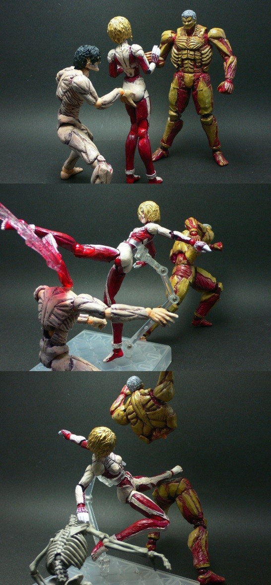 進撃の巨人 フィギュア 鎧の巨人 女型巨人 巨人化エレン リボルテック改造で再現 こんな感じで公式発売してほしい そくどく