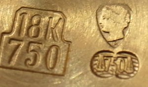 時計ケース　18k ホールマーク　金無垢 時計ケース 18k ホールマーク 金無垢