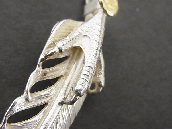 WING ROCK/ウィングロック【定番】金メタル付き銀爪フェザーペンダント