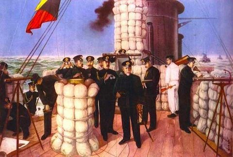 東郷大将の雄姿　日本海海戦の旗艦 三笠艦橋上 東郷大将の雄姿 日本海海戦の旗艦 三笠艦橋上 東郷大将の雄姿 日本海