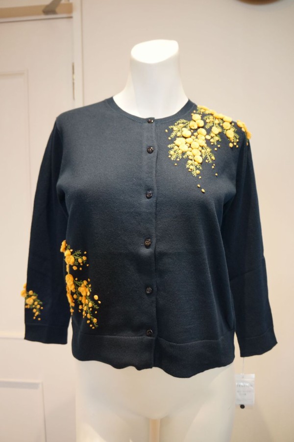美品✨ケイタマルヤマ 綿カーディガン ミモザ刺繍 S～Mサイズ 希少 KEITA MARUYAMA（ケイタマルヤマ）ミモザ刺繍カーディガン : mode shop