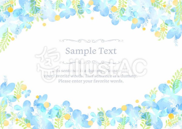 イラストac 青い花のフレーム 商用可のフリー水彩素材 Suisaisozai