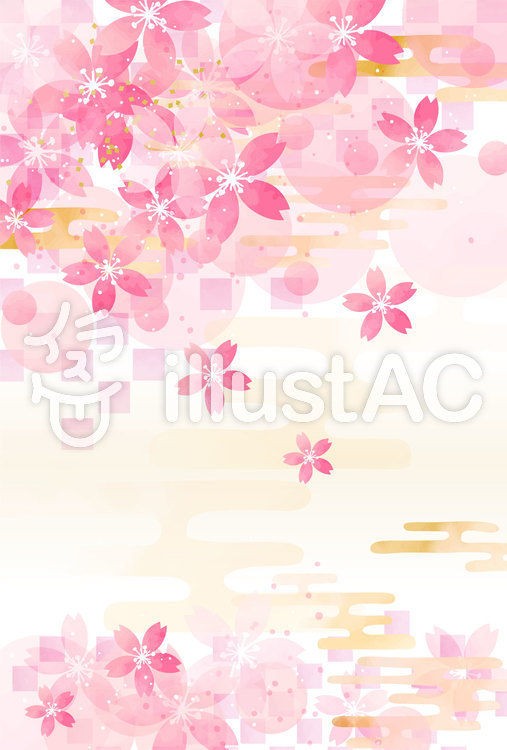 イラストac 和柄素材017 桜の背景 商用可のフリー水彩素材 Suisaisozai
