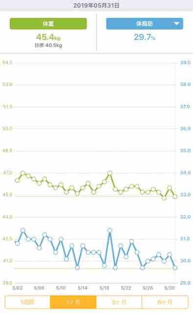 ダイエット5ヶ月経過 体重と体脂肪の推移 アラフォーのダイエット記録