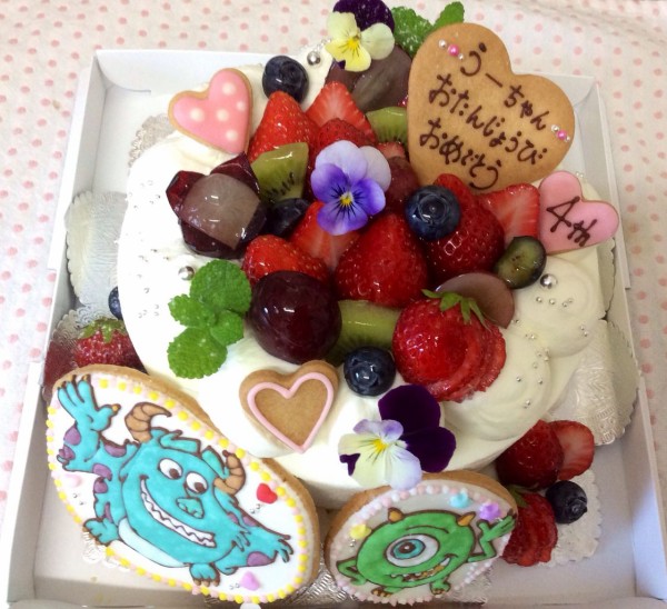 モンスターズインク マイクとサリーのクッキー飾りお誕生日ケーキ Rina S