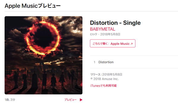 Babymetal公式 Itunesから公開 Babymetal Distortion Single 試聴あり Babymetalの使徒