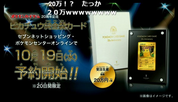 エントリー最大P14倍以上 ポケモンカード 純金ピカチュウ 20周年記念