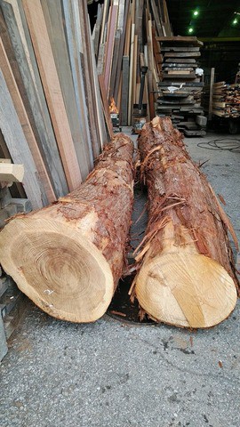 ヒノキの丸太挽きたて割れ止めボンド桟積み 材木の製材と乾燥にこだわる材木屋 千葉県八街材木置き場からのメッセージ