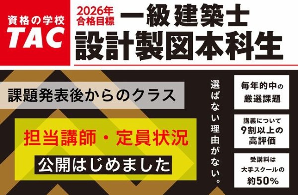 夏からの設計製図クラスの【講師割り】【定員状況】公開しました
