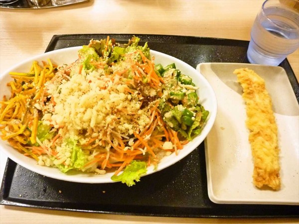 コクうまサラダうどん 一日分の緑黄色野菜 一玉追加 はなまるうどん 高田馬場 寝溜め食い溜め コクうまサラダうどん 一日分の緑黄色野菜 一玉追加 はなまるうどん 高田馬場 寝溜め食い溜め