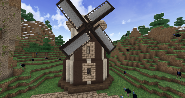 山岳建築 シマウマチックな風車を作った ここはオランダか マイクラ 匠の部屋