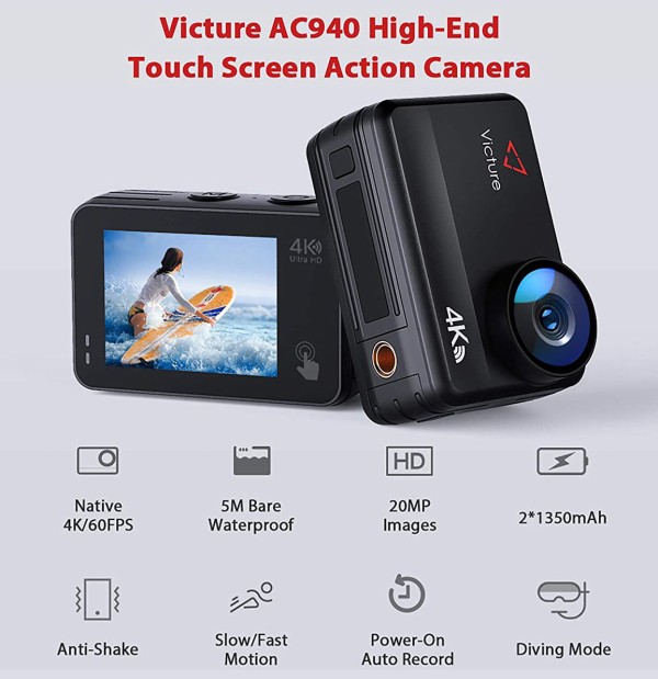 1666円 【65%OFF!】 Victue 4K Wi-Fi Ultra HD AC900 アクションカメラ