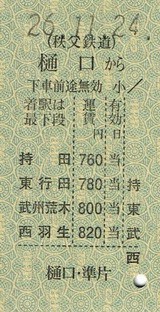 160  硬券　十勝三股驛 秩父鉄道 13 （硬券乗車券 4 （準常備式）） : 叩け！マルス