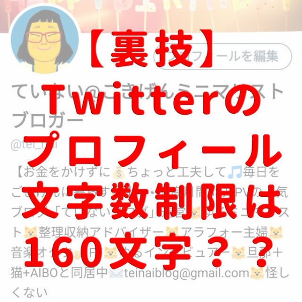 ツイッター裏技 プロフィール文字数の上限を160文字以上にする方法 ていない ていねいじゃない暮らしのブログ Powered By ライブドアブログ