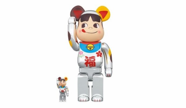 BE@RBRICK 招き猫 ペコちゃん 福 銀メッキ 100% & 400%-