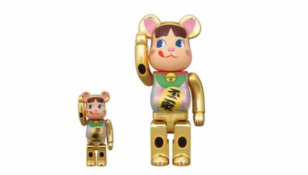 オンラインで24日12:00～発売】BE@RBRICK 招き猫 ペコちゃん 金メッキ 蓄光ミルキー入り 100% & 400% :  転売Times・。・ｖ