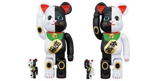 BE@RBRICK 招き猫 金運 白 × 招福 黒 招福 黒 × 金運 白