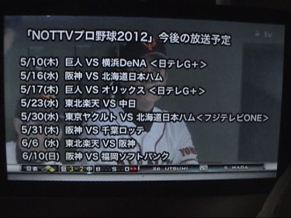 確認データ2012年５月10日(木) : ○○○○新・「プロ野球」中継事情 