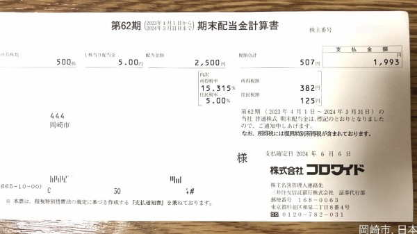 コロワイド 株主優待 19,500円 有効期限2024/6/15まで コロワイド(7616)優待申込み案内到着(3・9月末) | キャニーの