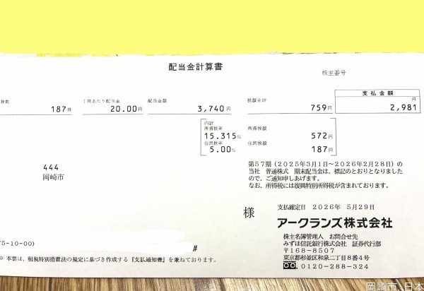 アークランズの配当金と株主優待｜アークランズとジョイフル本田、2027