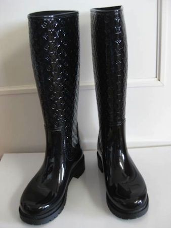 ルイヴィトン レインブーツ 黒 23 5cm 24 0cm レディース 長靴 ブランド Louis Vuitton 14年 人気のレインシューズ レディース 可愛いレインブーツ 女性用 ブランド