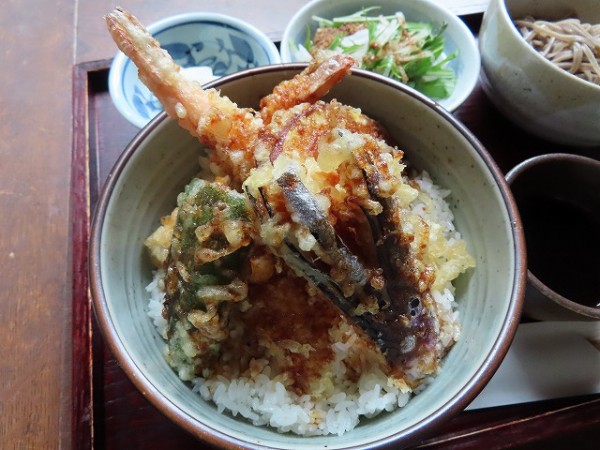 豊平区の 手打ちそば きっ川 で冷たいミニお蕎麦付きの天丼セット 旅 食 酒 そして猫