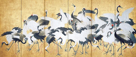 金刀比羅宮表書院NO2 鶴の間には、背景がほとんど描かれず鶴が