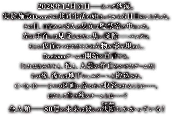 Vita 3ds 極限脱出 完結作 Zero Escape 刻のジレンマ ティザーサイトがオープン Pvが3月17日 木 公開決定 ゲーハーking速報