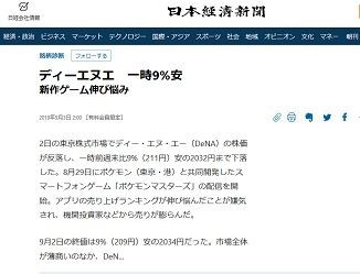 日経新聞 ポケモンマスターズ は期待外れ 時代遅れのゲーム内容 ディーエヌエ 一時9 安になるもエース安田 ゲーム内のイベントで注目が集まれば再び上昇する余地もある ゲーハーking速報