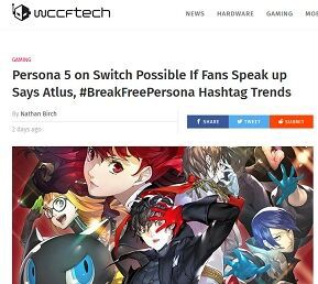 まーた始まった 海外の任天堂ファンらが ペルソナ5をスイッチで出して とツイッターで Breakfreepersona クレクレキャンペーンを展開し盛り上がってしまう ゲーハーking速報