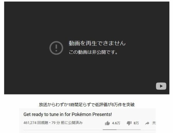 悲報 あまりにも糞過ぎて低評価が殺到した ポケモン ユナイト 動画が非公開 ポケモン公式が再アップロード 低評価が殺到 ゲーハーking速報