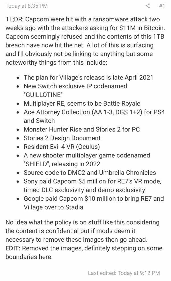 噂 カプコン ランサムウェア騒動で開発中タイトルが大量に流出 モンハンライズ モンハンストーリーズ2 などが脱任してpcでも出る模様 ゲーハーking速報