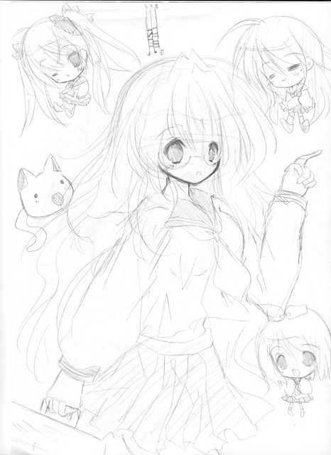 他人の下書き絵にペン入れして色を塗ってみた 先月 ６月 の神ボカロ曲 夢物語