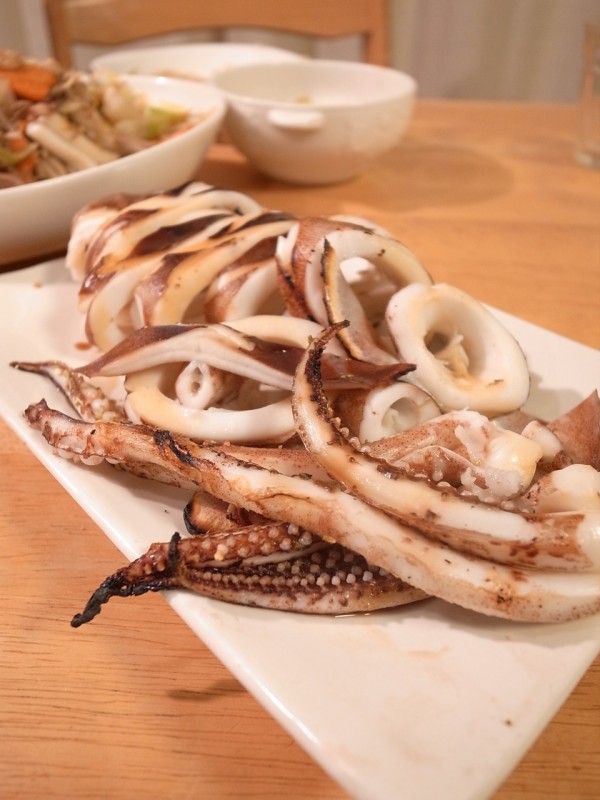 わさび醤油で食べる焼きいか お金をかけずに健康になる方法 噛んで唾液だして免疫アップ ビストロパパ パパ料理のススメ