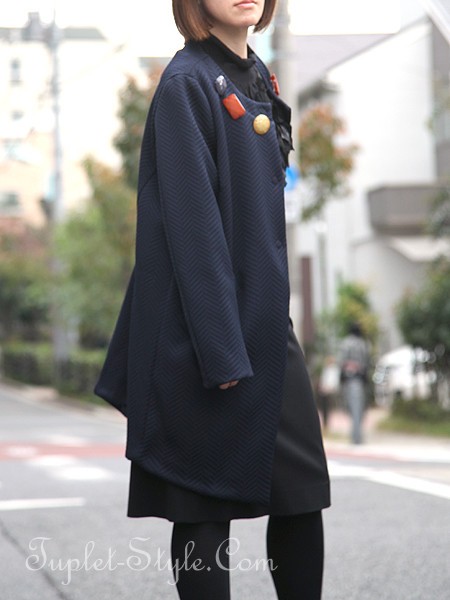 ボタンブローチがかわいいコート : 【タプレ】ファッションブログ：40