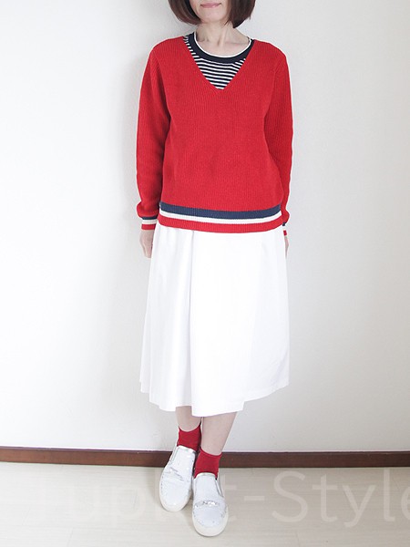 一枚持ちたい トリコロールなパリジャンカラーのニット タプレ ファッションブログ 40代 50代の洋服選び 毎日がお洒落曜日