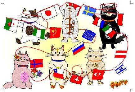 2月27日 おもしろ猫達もボランティア ちゃぱつイラスト