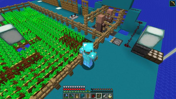 ウォーターフロート農園 ２ 村人式自動ニンジン農場 うみどりのいまさらマイクラ街づくり