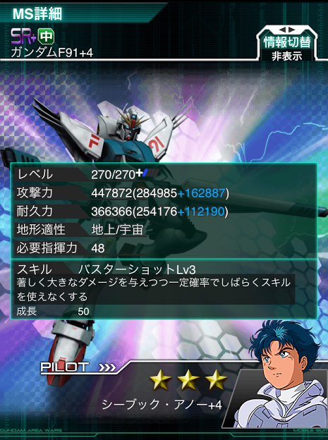 ガンダムエリアウォーズ サザビー遠+74 Lv1662 オールレンジ攻撃 覚醒済み 即戦力 バザー可 SR＋ GAW 新ガンダムエリアウォーズ攻略11 ぼくのさいきょうぶたい編3 : 二百