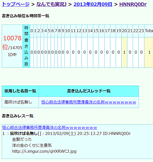 恒心綜合法律事務所唐澤貴洋の名刺ｗｗｗｗ アハ速 復元中