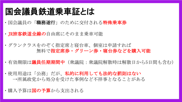 国鉄時代の国会議員用全線パス（参議院） 議員特権？問われるJRパス 「不正、やろうと思えば簡単」の指摘も