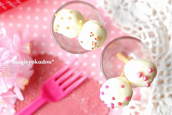 3ステップ♡いちごマシュマロとホワイトチョコのロリポップ