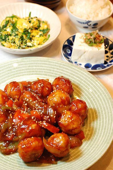 肉団子甘酢かけ定食 街cafe 廣瀬商店 ～ ランチAの肉団子甘酢あん : 柴ポチダイアリー