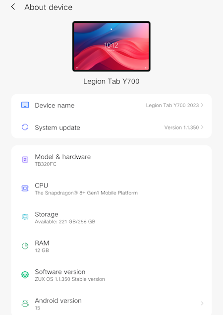 Lenovo LEGION Y700 2023 Gen2 CN ROM版 ZUI 15 日本語化